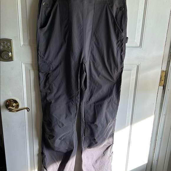 DULUTH TRADING CO HEIRLOOM GARDERING BIB OVERALLS GRAY CARGO UTILITY SZ SX35 - Picture 2 of 16